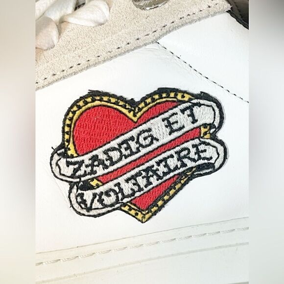 Zadig & Voltaire leather sneakers ZV1747 tattoo style heart patch French 41/US10 - Picture 3 of 15